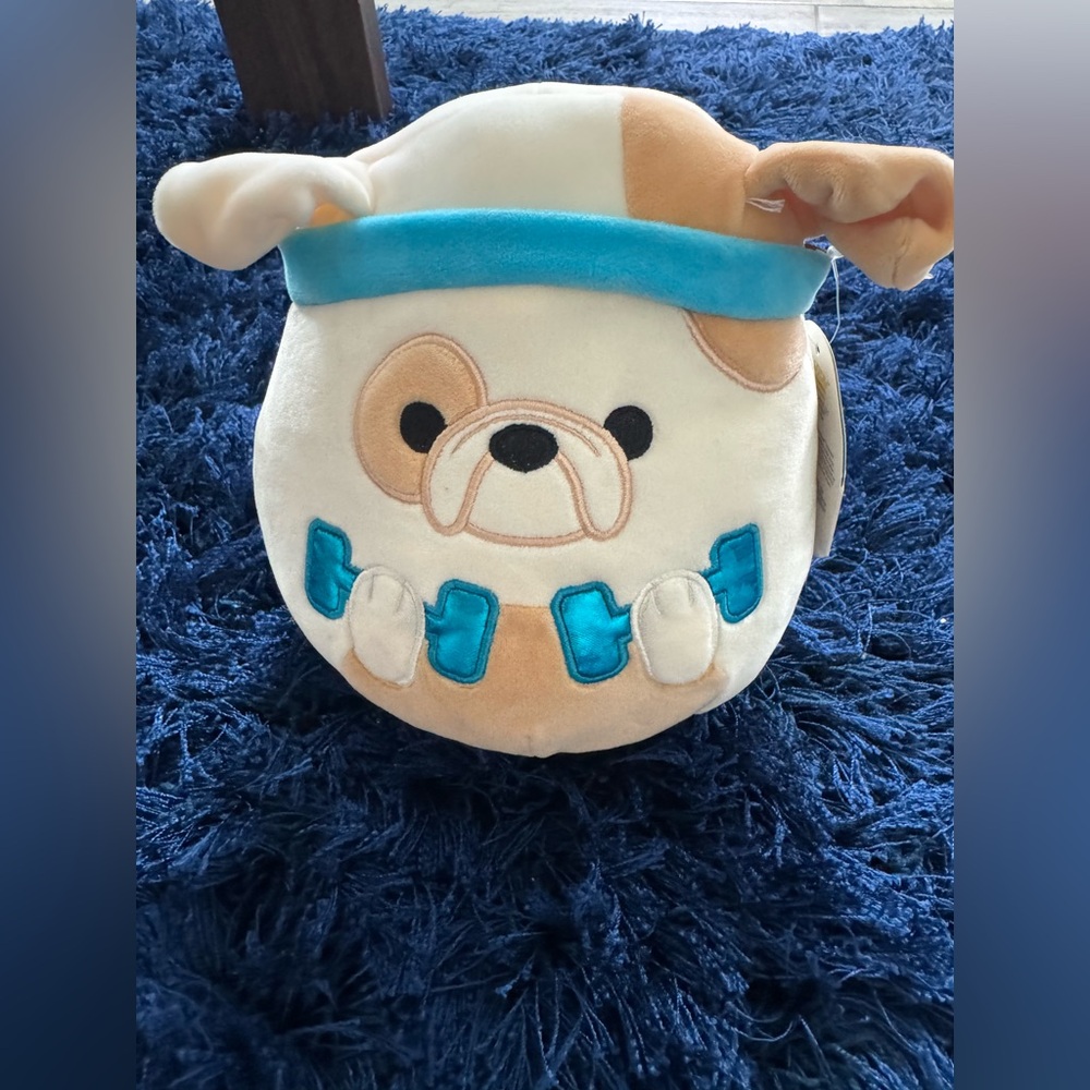 Squishmallows Plush Dog with Blue and Cream Accents